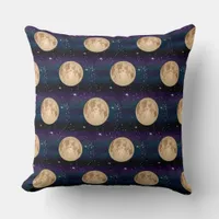 Full Moon on Starry Night Hand Drawn   Throw Pillow