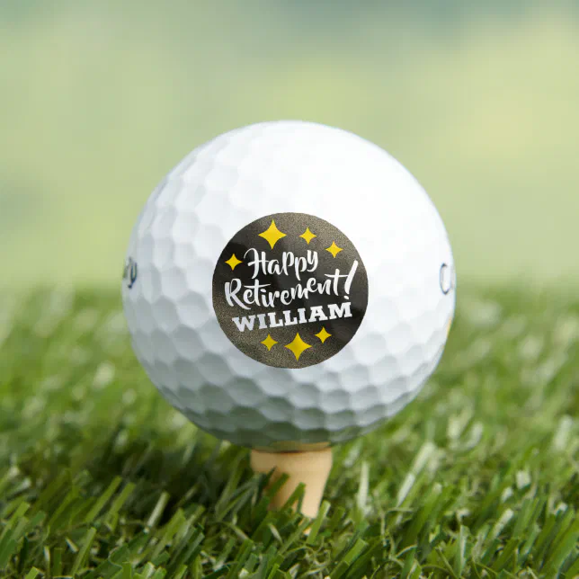 Fun Gold Glitter Stars Retirement New Adventures Golf Balls