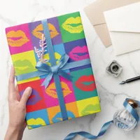 Kiss Pop-Art Style Colourful Pattern Wrapping Paper