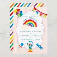 Rainbow Candy Birthday Party invitation