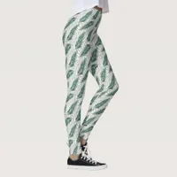 Botanical Green Leaves  Watercolor   Leggings