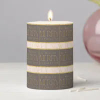 Pink Gold Christmas Pattern#35b ID1009 Pillar Candle