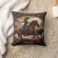 Rodeo Competitor Roping at Sunset in Colorado Throw Pillow