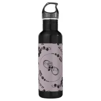 Simple Black Hearts, Floral, Infinity on Mauve | Stainless Steel Water Bottle