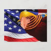 Golden Trump Bird USA Flag Postcard