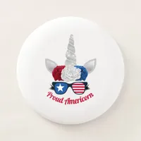 Patriotic Red White Blue Glitter Unicorn Wham-O Frisbee