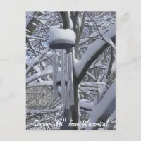 Saying Hi from Wisconsin Snowy Chimes Postcard