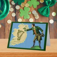 Vintage St. Patrick's Day Erin's Isle Map Greeting Card