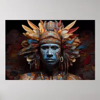 Aztec Abstract Vibrant Tribal Fusion Art Poster