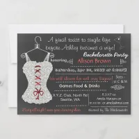 Chalkboard red Lace Lingerie Shower Bachelorette Invitation