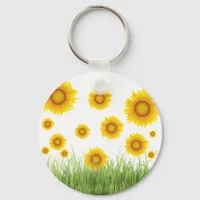 Bright and Elegant Sunflower Graphic Design Keychain