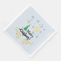 Stars, Moon, Snowflakes, and Merry Christmas, ZSSG Paper Dinner Napkins