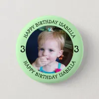 Personalized Name, Age and Photo Birthday   Button