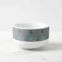 Adorable Rustic Anchor Clam Chowder Soup Bowl