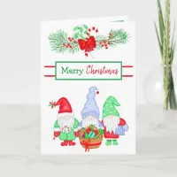 Cute Festive Gnomes Holiday Christmas Card