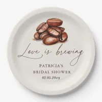 Love is Brewing Coffee Beans Bridal Shower Paper Plates