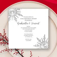 Snowflake Winter Wedding Rehearsal Dinner Invitation