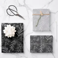 Moody Modern Traditional Black & White Christmas Wrapping Paper Sheets