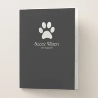 White Paw Print Logo On Charcoal Background Pocket Folder