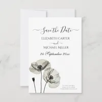 Simple Elegant Minimalism Black and White Poppies Save The Date