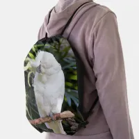 Funny Sulfur-Crested Cockatoo Parrot Bird Waves Drawstring Bag