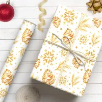 Rustic Gold Pine Cone Holiday Wrapping Paper