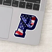 Monogram P American Flag Letter P Initial USA Sticker