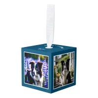 Custom Pet Dog Photo Cube Christmas Tree Ornament