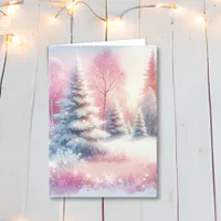 Pretty Pink Winter Wonderland Christmas Card