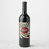 Happy New Year, spirals and bubbles  Wine Label