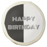 Happy Birthday Black White Op Art Modern Trendy Sugar Cookie