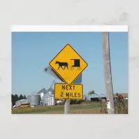 Amish Buggie Crossing Sign Post Card