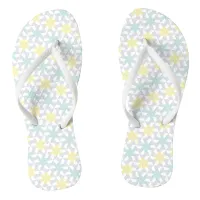 Pretty Green and Yellow Pastel Pinwheels Flip Flops