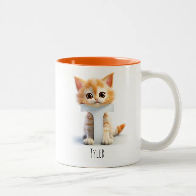 Letter T Cat Alphabet Monogram Coffee Mug