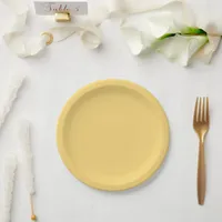 Modern coastal yellow solid paper plates