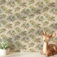 Colorful Acorns and Oak Leaves Wallpaper