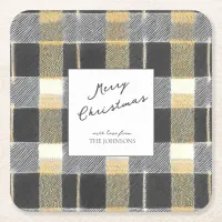 Black Gold Christmas Pattern#7 ID1009 Square Paper Coaster