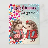 cutest valentine, hedgehogs, boyfriend, girlfriend postcard