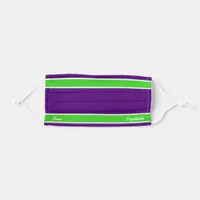 [Match Your Uniform] Purple w Bright Green Stripes Adult Cloth Face Mask