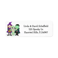 Witch, Vampire and Mummy Halloween Label