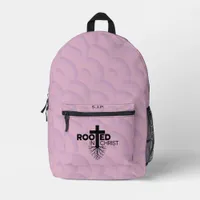 Pink Lilac Wavy Bubbles Rooted In Christ Christian Printed Backpack