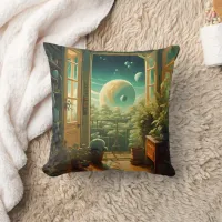 Out of this World - Room with a planetary View Throw Pillow