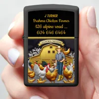 Leghorn Chicken Farmers Nurturing Birds at Sunrise Zippo Lighter