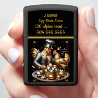 Elegant Egg Farmer Tending to Golden Hen and Eggs Zippo Lighter