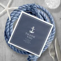 Blue Wave Anchor Wedding Thank You Wht/Navy ID836 Paper Dinner Napkins