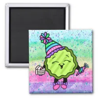 Birthday Pickle | Pink and Purple Birthday Hat   Magnet