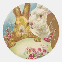 Rabbit Easter Greetings Vintage Classic Round Sticker