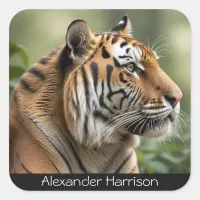 Big Cat Safari Wildlife Picture Personalized Tiger Square Sticker