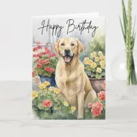 Yellow Labrador Retriever Dog Picture Birthday Card