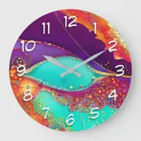 Pretty Abstract Beachy Art Large Clock